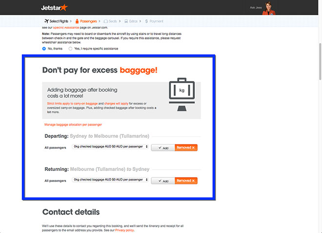 jetstar add on baggage