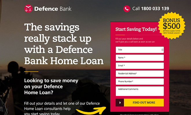 Defence Bank Landing Page