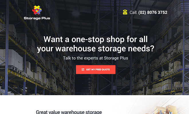 Storage Plus Landing Page