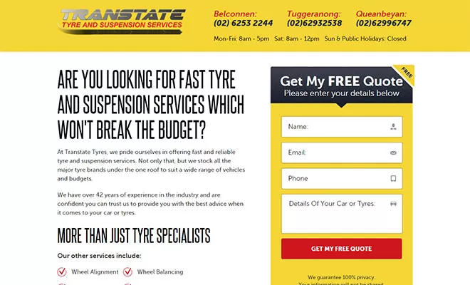 Transtate Landing Page