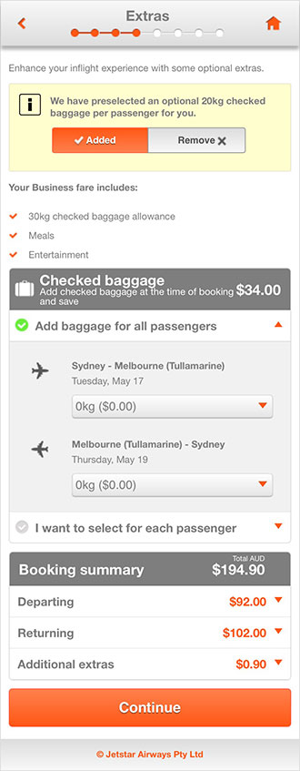 jetstar can you add baggage after booking