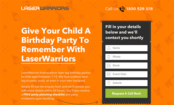 Laser Warriors Landing Page