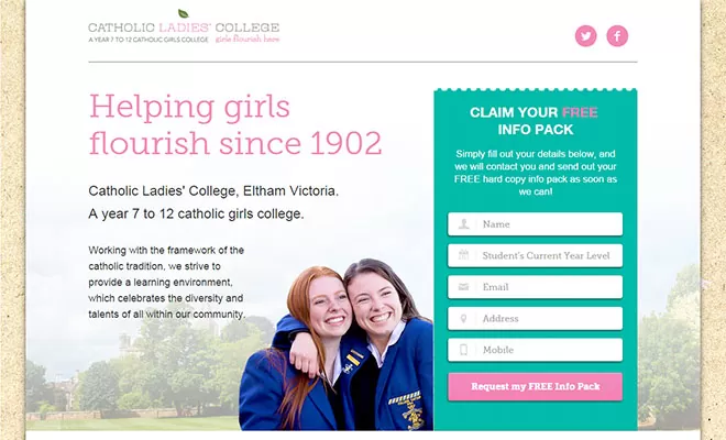 Catholic Ladies College Landing Page