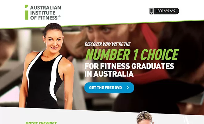 Australian Institute of Fitness Landing Page